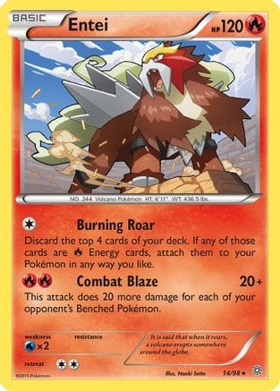'Pokemon - 'Entei (14) 014/98  XY  Ancient Origins - Rare