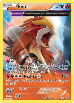'Pokemon - 'Entei (15) 015/98  - Holofoil XY  Ancient Origins - Holo Rare