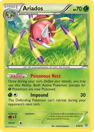 'Pokemon - 'Ariados 006/98  - Reverse Holofoil XY  Ancient Origins - Uncommon