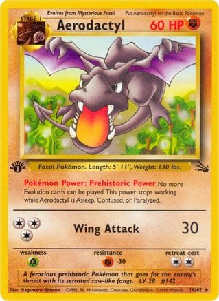 'Pokemon - 'Aerodactyl (16) 016/62  - 1st Edition Fossil - Rare