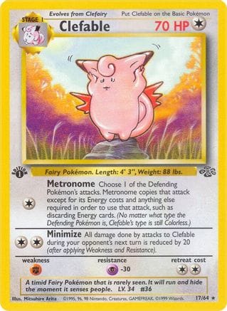 'Pokemon - 'Clefable (17) 017/64  - 1st Edition Jungle - Rare