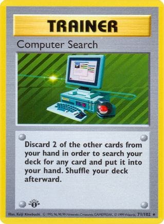 'Pokemon - 'Computer Search 071/102  - 1st Edition Base Set Shadowless - Rare