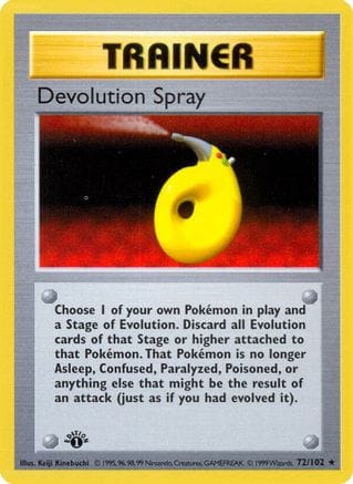 'Pokemon - 'Devolution Spray 072/102  - Unlimited Base Set Shadowless - Rare