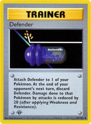 'Pokemon - 'Defender 080/102  - Unlimited Base Set Shadowless - Uncommon