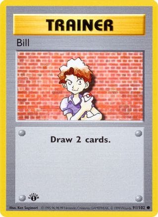 'Pokemon - 'Bill 091/102  - 1st Edition Base Set Shadowless - Common