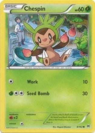 'Pokemon - 'Chespin (8) 008/162  - Reverse Holofoil XY  BREAKthrough - Common