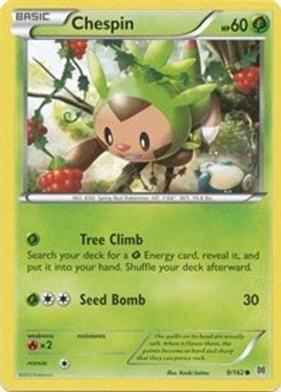 'Pokemon - 'Chespin (9) 009/162  - Reverse Holofoil XY  BREAKthrough - Common