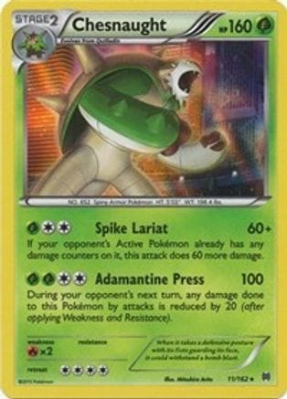 'Pokemon - 'Chesnaught 011/162  - Reverse Holofoil XY  BREAKthrough - Holo Rare