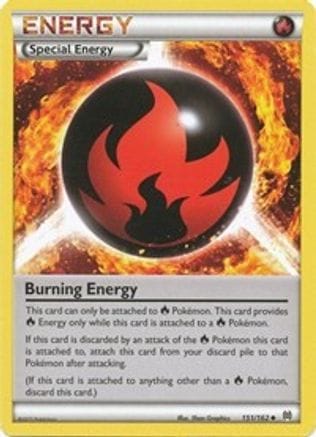 'Pokemon - 'Burning Energy 151/162  - Reverse Holofoil XY  BREAKthrough - Uncommon