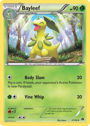 'Pokemon - 'Bayleef 002/122  - Reverse Holofoil XY  BREAKpoint - Uncommon