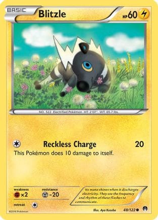'Pokemon - 'Blitzle 048  - Reverse Holofoil XY  BREAKpoint - Common