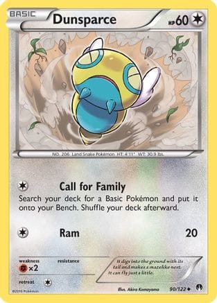 'Pokemon - 'Dunsparce 090  - Reverse Holofoil XY  BREAKpoint - Uncommon