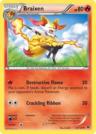 'Pokemon - 'Braixen 012/124  XY  Fates Collide - Uncommon