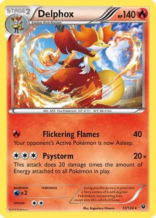 'Pokemon - 'Delphox 013/124  - Reverse Holofoil XY  Fates Collide - Holo Rare