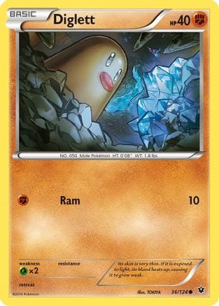 'Pokemon - 'Diglett 036/124  - Reverse Holofoil XY  Fates Collide - Common