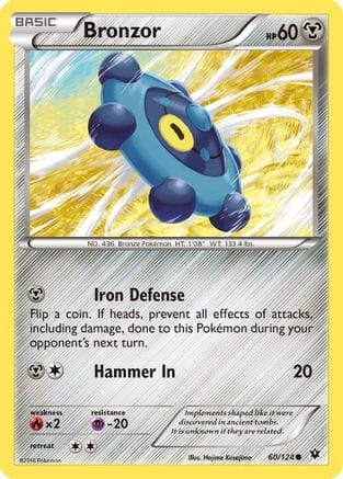 'Pokemon - 'Bronzor 060/124  - Reverse Holofoil XY  Fates Collide - Common