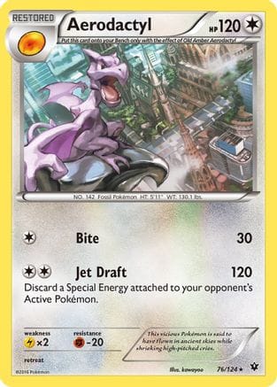 'Pokemon - 'Aerodactyl 076/124  - Reverse Holofoil XY  Fates Collide - Rare