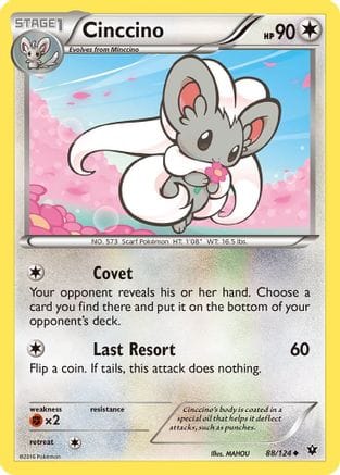 'Pokemon - 'Cinccino (88) 088/124  - Reverse Holofoil XY  Fates Collide - Uncommon