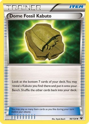 'Pokemon - 'Dome Fossil Kabuto 096/124  - Reverse Holofoil XY  Fates Collide - Uncommon