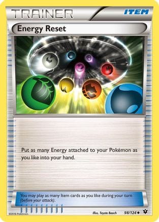 'Pokemon - 'Energy Reset 098/124  - Reverse Holofoil XY  Fates Collide - Uncommon