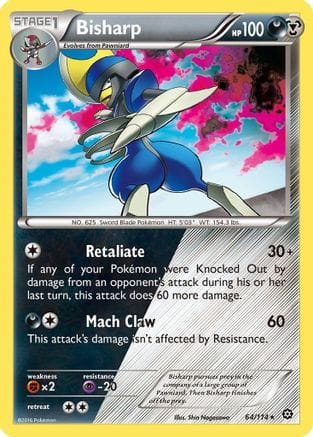 'Pokemon - 'Bisharp 064/114  - Reverse Holofoil XY  Steam Siege - Holo Rare