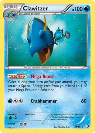 'Pokemon - 'Clawitzer 034  XY  Steam Siege - Rare