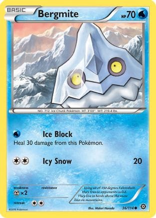 'Pokemon - 'Bergmite 036/114  - Reverse Holofoil XY  Steam Siege - Common