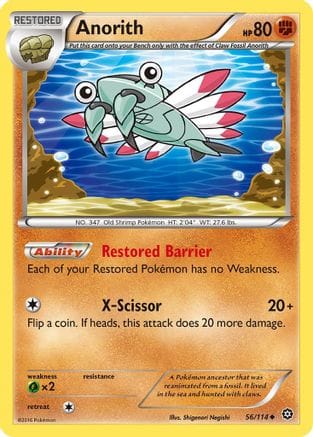 'Pokemon - 'Anorith 056/114  - Reverse Holofoil XY  Steam Siege - Uncommon