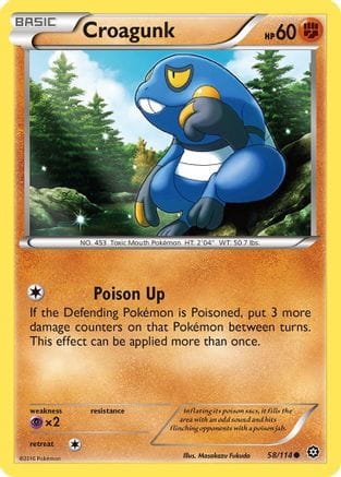 'Pokemon - 'Croagunk 058/114  - Reverse Holofoil XY  Steam Siege - Common