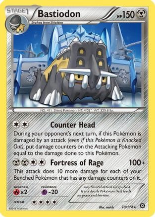 'Pokemon - 'Bastiodon 070/114  - Reverse Holofoil XY  Steam Siege - Rare