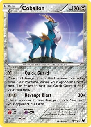 'Pokemon - 'Cobalion 074/114  - Reverse Holofoil XY  Steam Siege - Rare