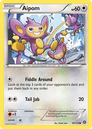 'Pokemon - 'Aipom 090/114  - Reverse Holofoil XY  Steam Siege - Common