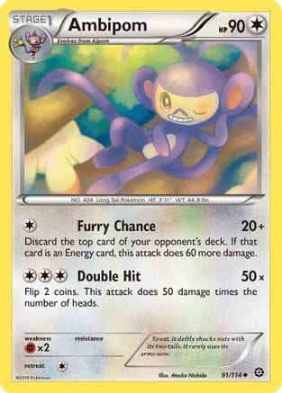 'Pokemon - 'Ambipom 091  - Reverse Holofoil XY  Steam Siege - Uncommon