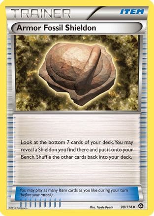 'Pokemon - 'Armor Fossil Shieldon 098/114  - Reverse Holofoil XY  Steam Siege - Uncommon