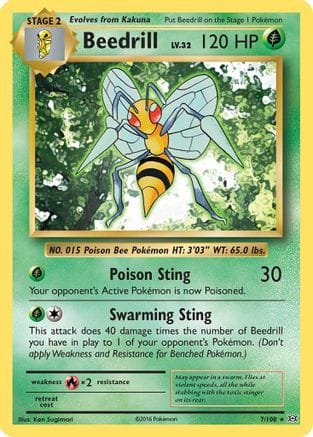 'Pokemon - 'Beedrill 007/108  - Reverse Holofoil XY  Evolutions - Rare