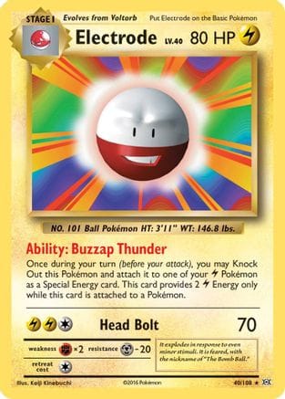 'Pokemon - 'Electrode 040/108  - Reverse Holofoil XY  Evolutions - Rare
