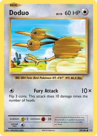 'Pokemon - 'Doduo 069/108  - Reverse Holofoil XY  Evolutions - Common