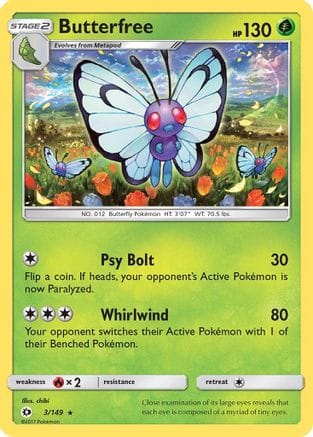 'Pokemon - 'Butterfree 003/149  - Reverse Holofoil SM Base Set - Rare