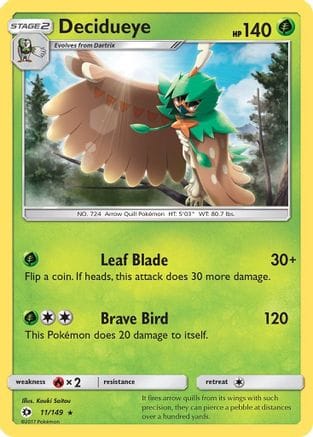 'Pokemon - 'Decidueye 011/149  SM Base Set - Rare