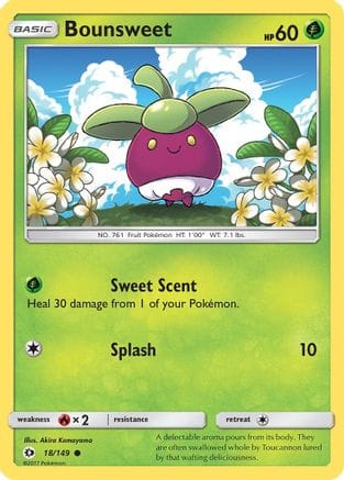 'Pokemon - 'Bounsweet 018/149  - Reverse Holofoil SM Base Set - Common