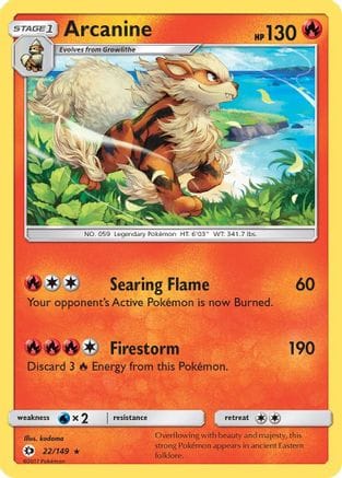 'Pokemon - 'Arcanine 022/149  - Holofoil SM Base Set - Holo Rare