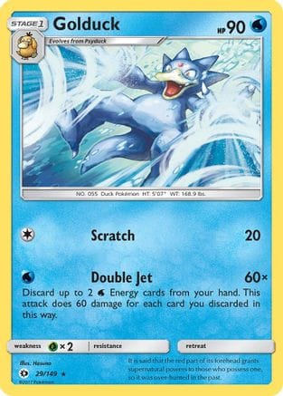 'Pokemon - 'Golduck 029/149  - Reverse Holofoil SM Base Set - Rare