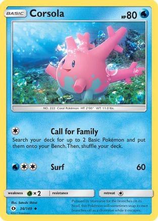 'Pokemon - 'Corsola 036/149  SM Base Set - Uncommon