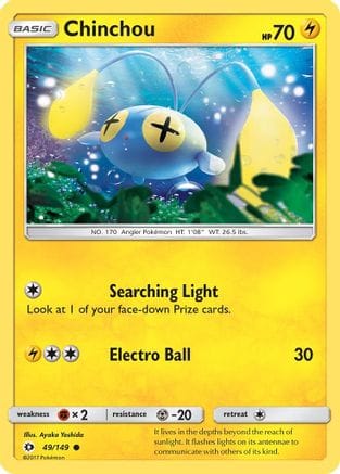 'Pokemon - 'Chinchou 049/149  - Reverse Holofoil SM Base Set - Common