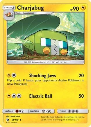 'Pokemon - 'Charjabug 051/149  SM Base Set - Uncommon
