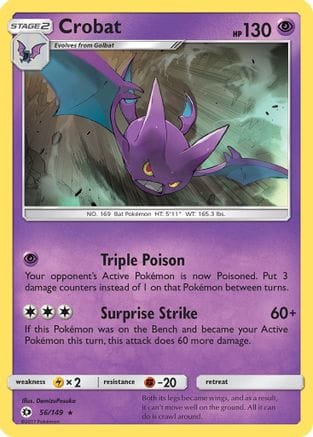 'Pokemon - 'Crobat 056/149  - Holofoil SM Base Set - Holo Rare