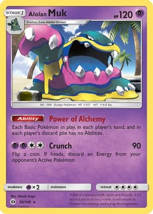 'Pokemon - 'Alolan Muk 058/149  - Holofoil SM Base Set - Holo Rare