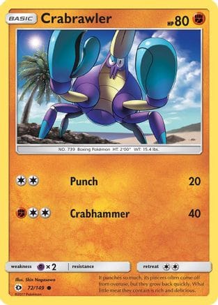 'Pokemon - 'Crabrawler 072/149  - Reverse Holofoil SM Base Set - Common