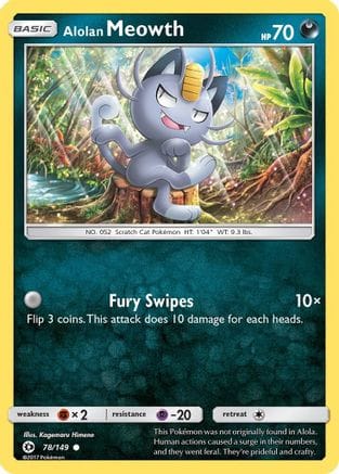 'Pokemon - 'Alolan Meowth 078/149  SM Base Set - Common