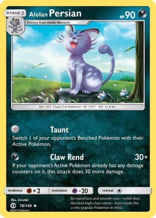 'Pokemon - 'Alolan Persian 079/149  - Reverse Holofoil SM Base Set - Uncommon